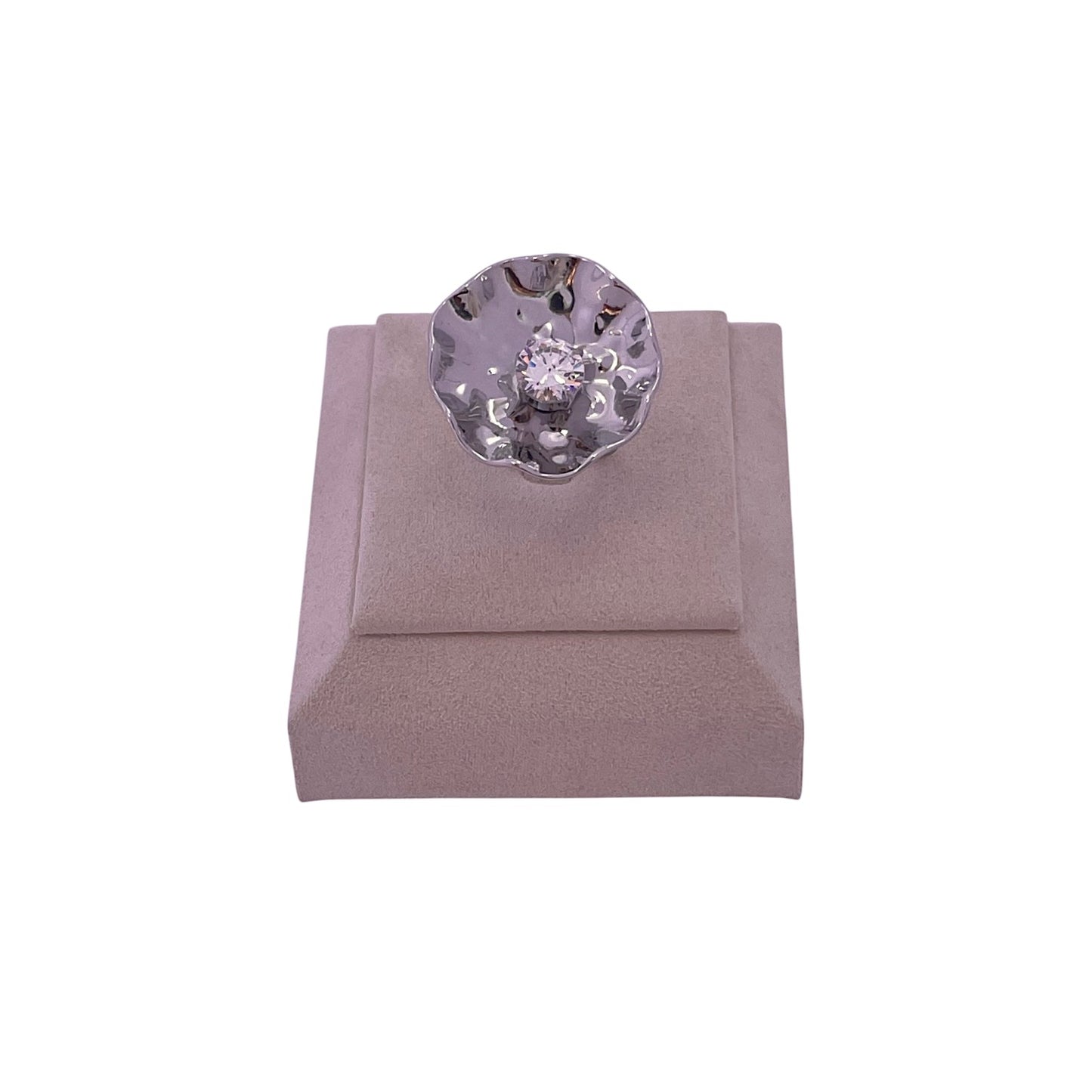 Anillo Halo Brillo Plateado