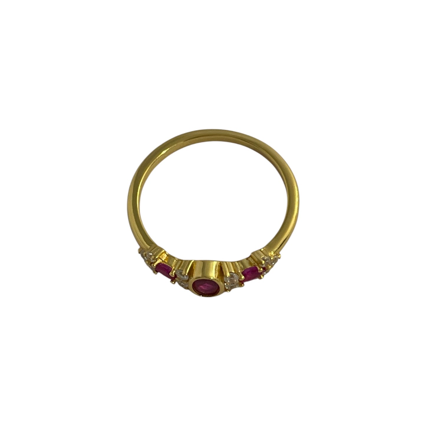 Anillo Rubí Plata de Ley 925 Baño en Oro 18K