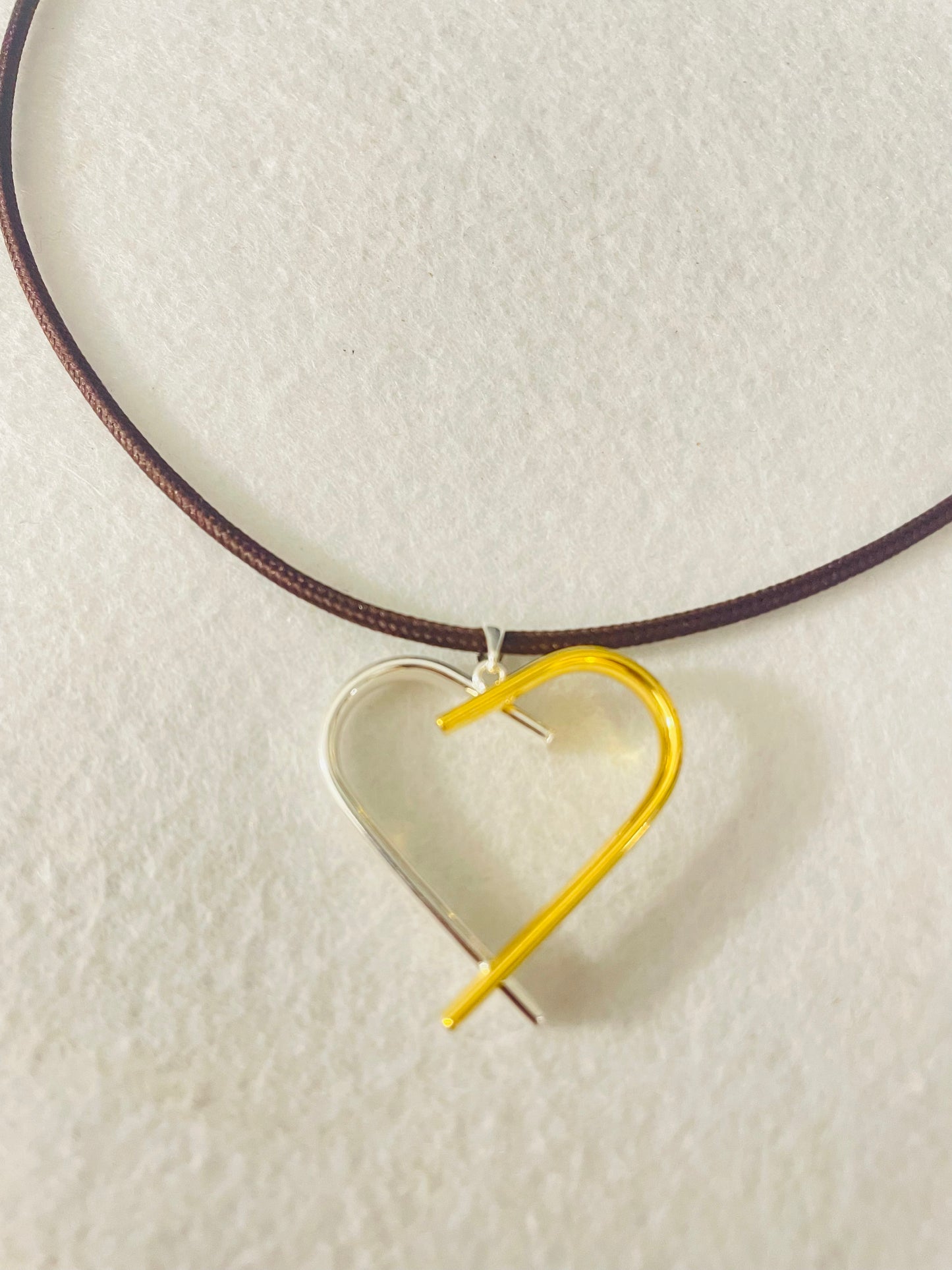 Collar corazón bicolor plata 925 y baño de oro 18k