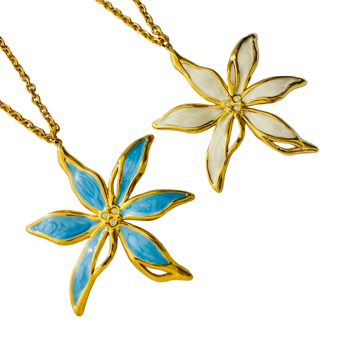 Collar flor esmaltada de acero inoxidable