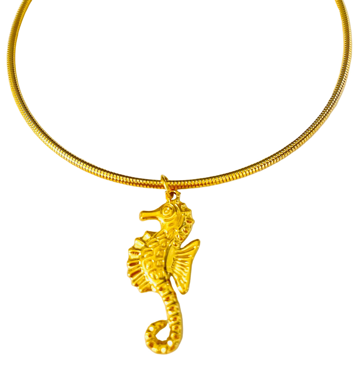 Collar caballito de mar de acero inoxidable