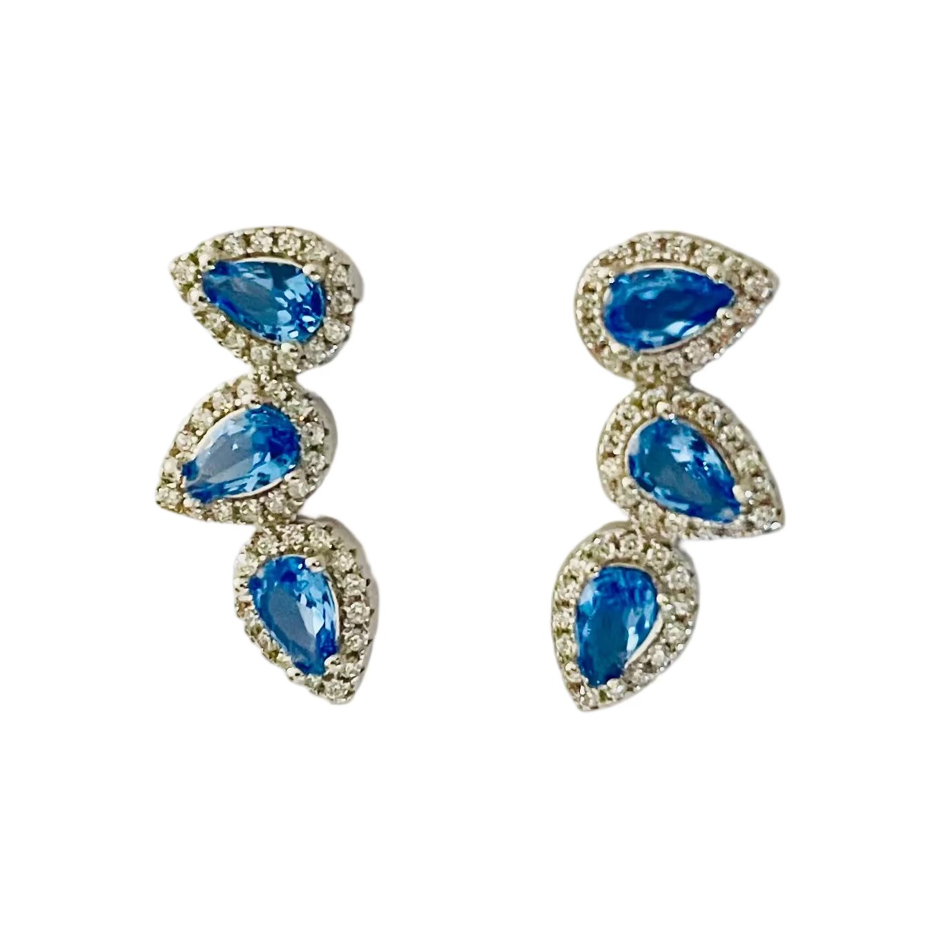 Pendientes circonitas en topacio azul plata de ley 925