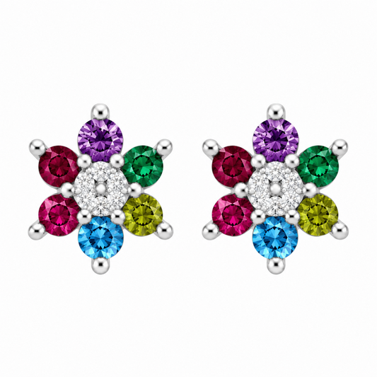 Pendientes Fiesta Floral Plata de Ley 925