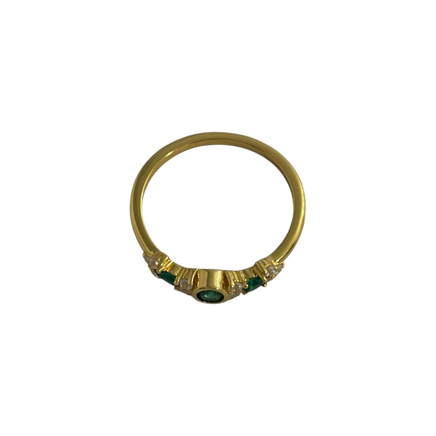 Anillo Esmeralda Plata de Ley 925 Baño en Oro 18K
