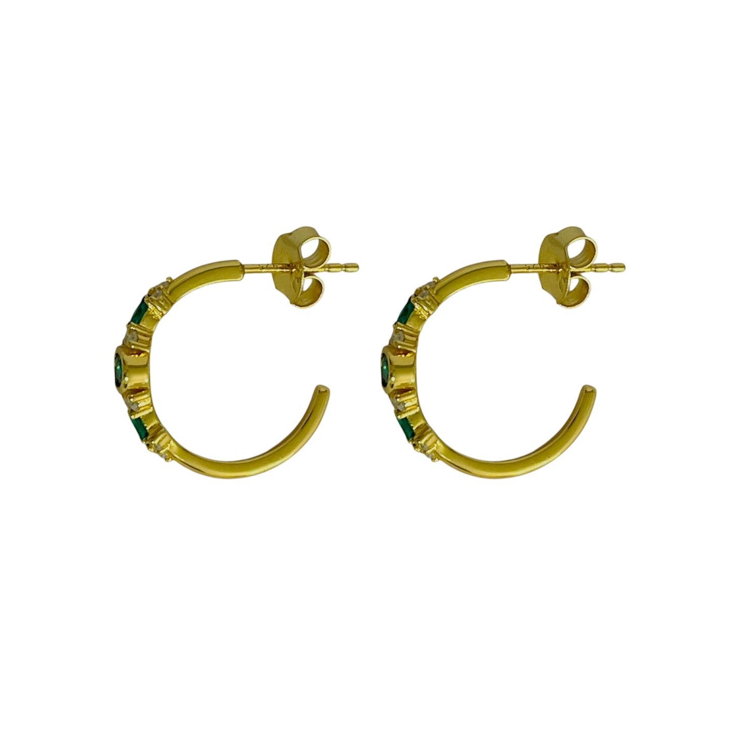 Pendientes Esmeralda Plata de Ley 925 Baño en Oro 18K