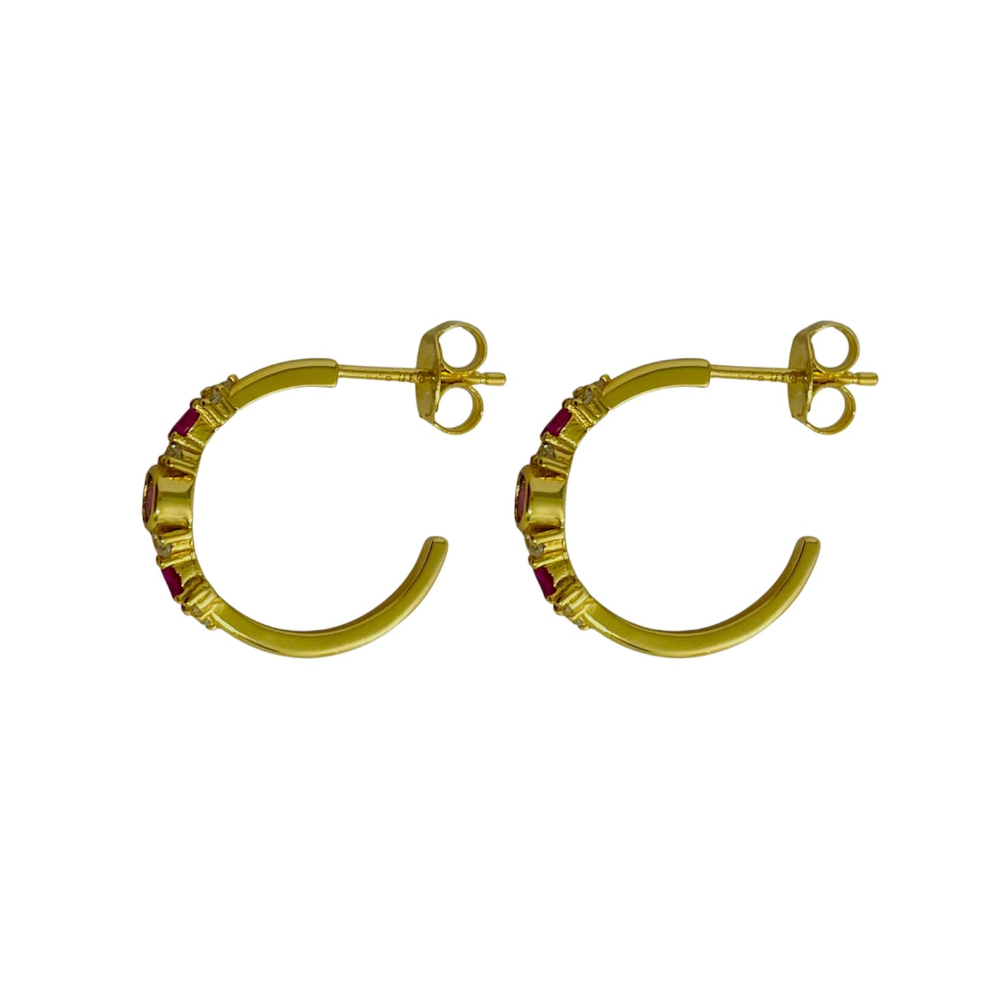 Pendientes Rubí Plata de Ley 925 Baño en Oro 18K
