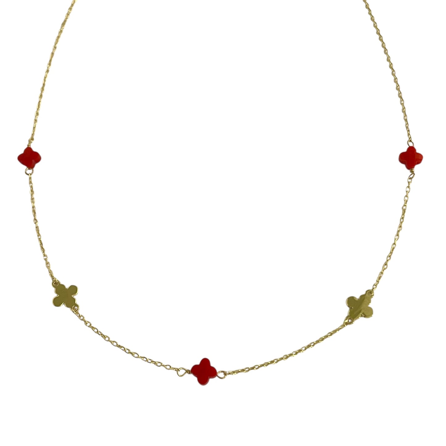 Collar Flower Coral Plata de Ley 925 Baño en Oro 18K