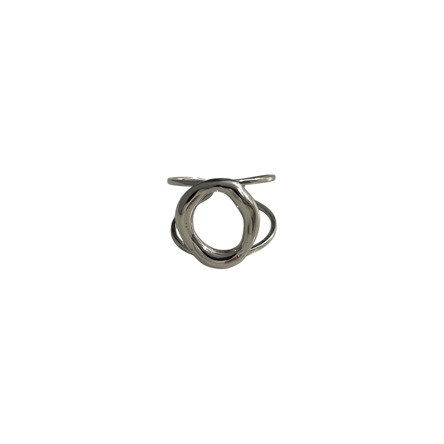 Anillo Abstracto Pequeño Plateado