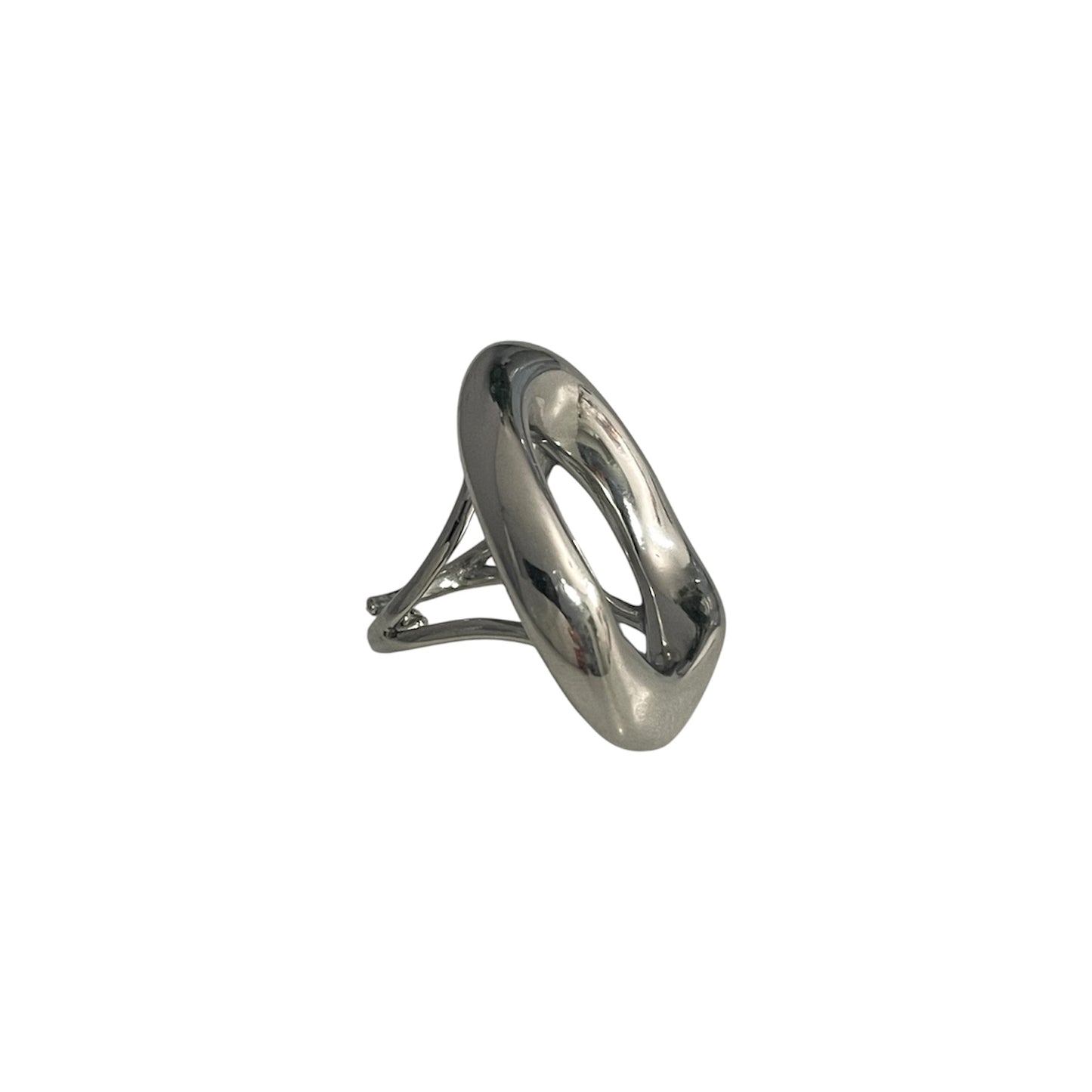 Anillo Abstracto Grande Plateado