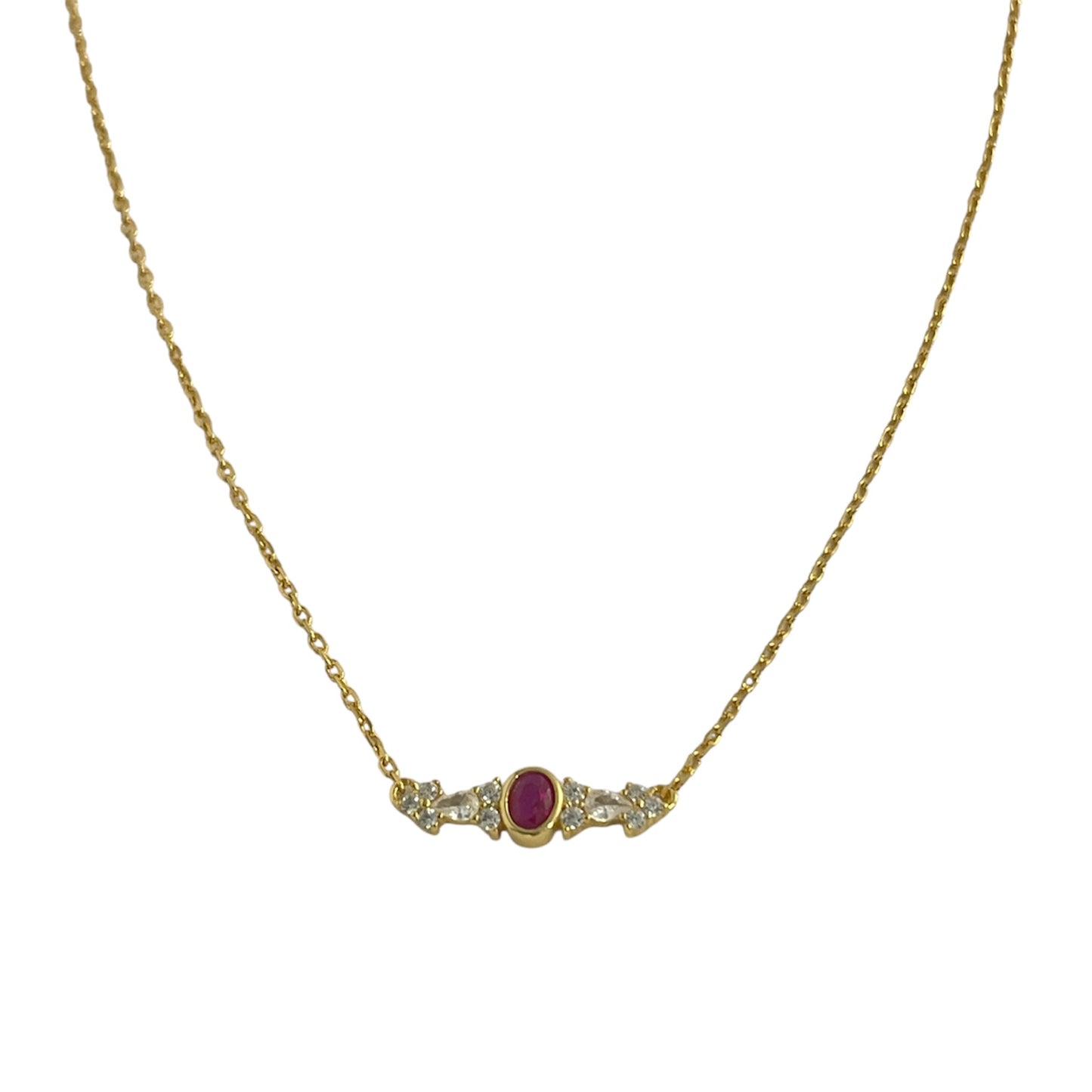 Collar Rubí Plata de Ley 925 Baño en Oro 18K