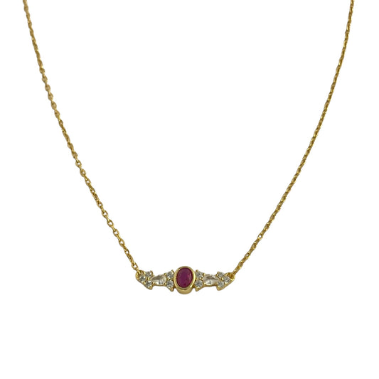 Collar Rubí Plata de Ley 925 Baño en Oro 18K