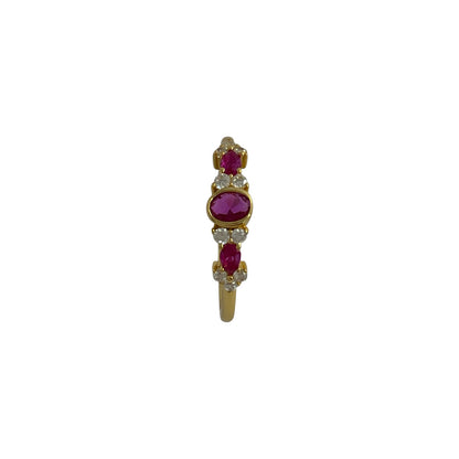 Anillo Rubí Plata de Ley 925 Baño en Oro 18K