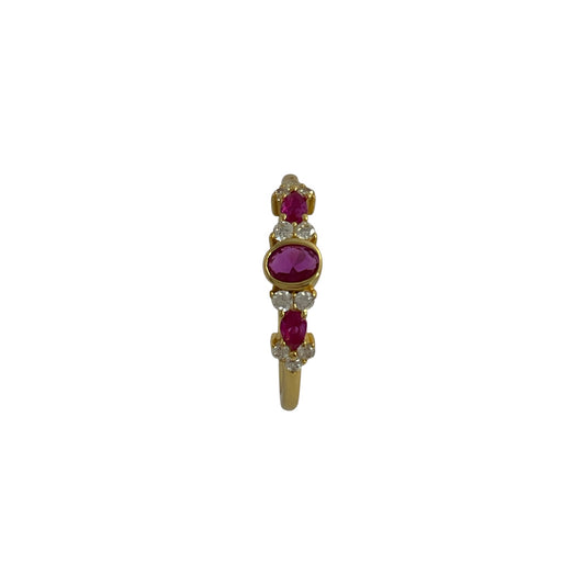 Anillo Rubí Plata de Ley 925 Baño en Oro 18K