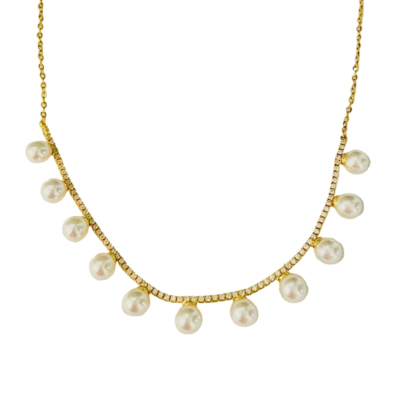 Collar perlas de luz de acero inoxidable