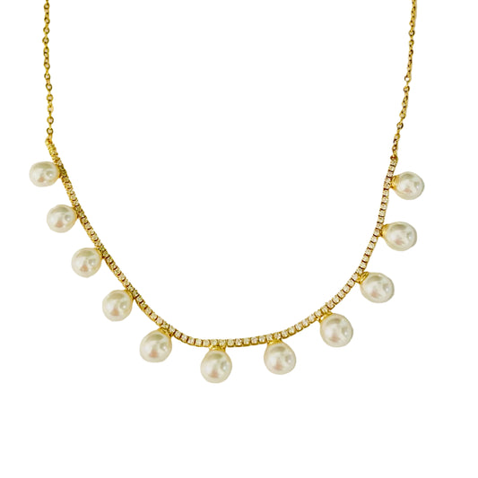 Collar perlas de luz de acero inoxidable