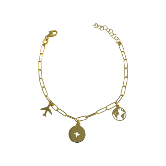Pulsera Alma viajera Plata de Ley 925 baño en Oro