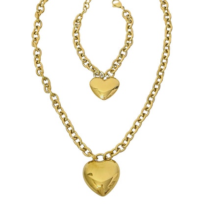 Collar y Pulsera Corazón Dorado