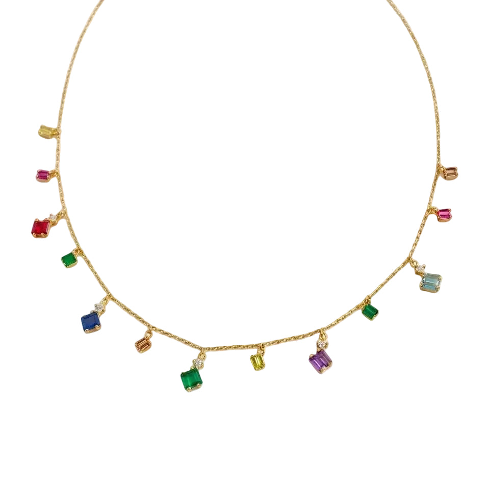 Collar Multicolor Plata de Ley 925 Baño en Oro 18K