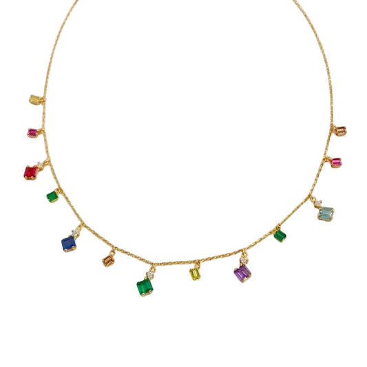 Collar Multicolor Plata de Ley 925 Baño en Oro 18K