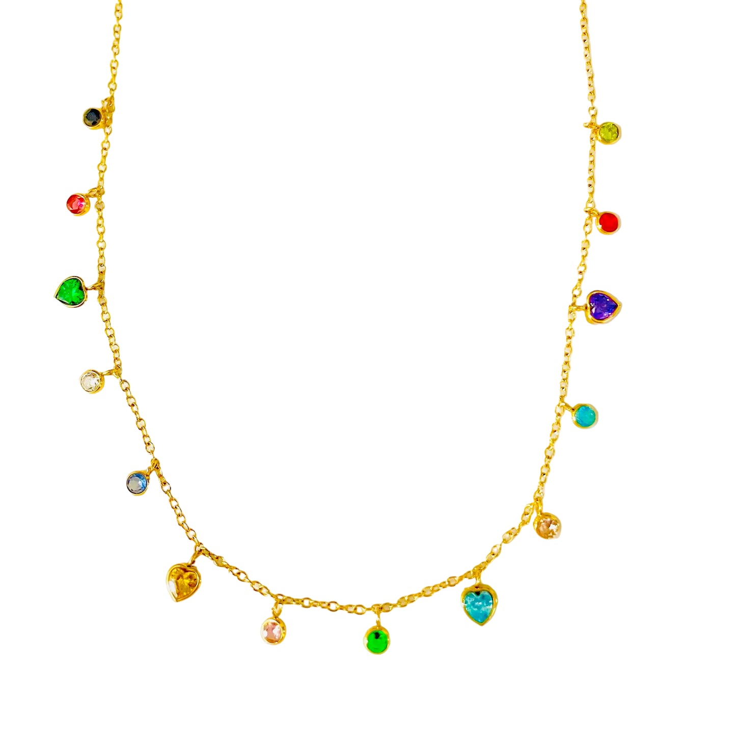 Collar mini corazón de colores de acero inoxidable