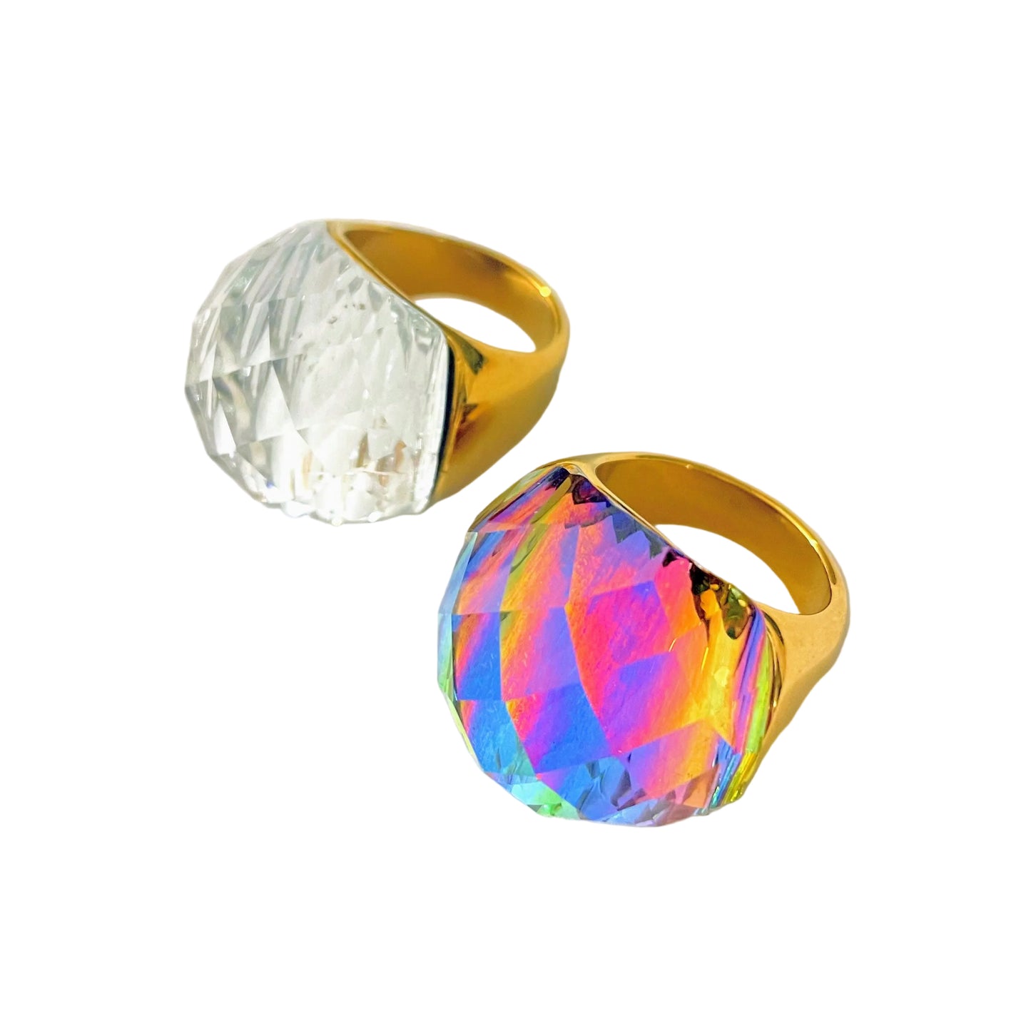 Anillo cristal  facetado  brillante
