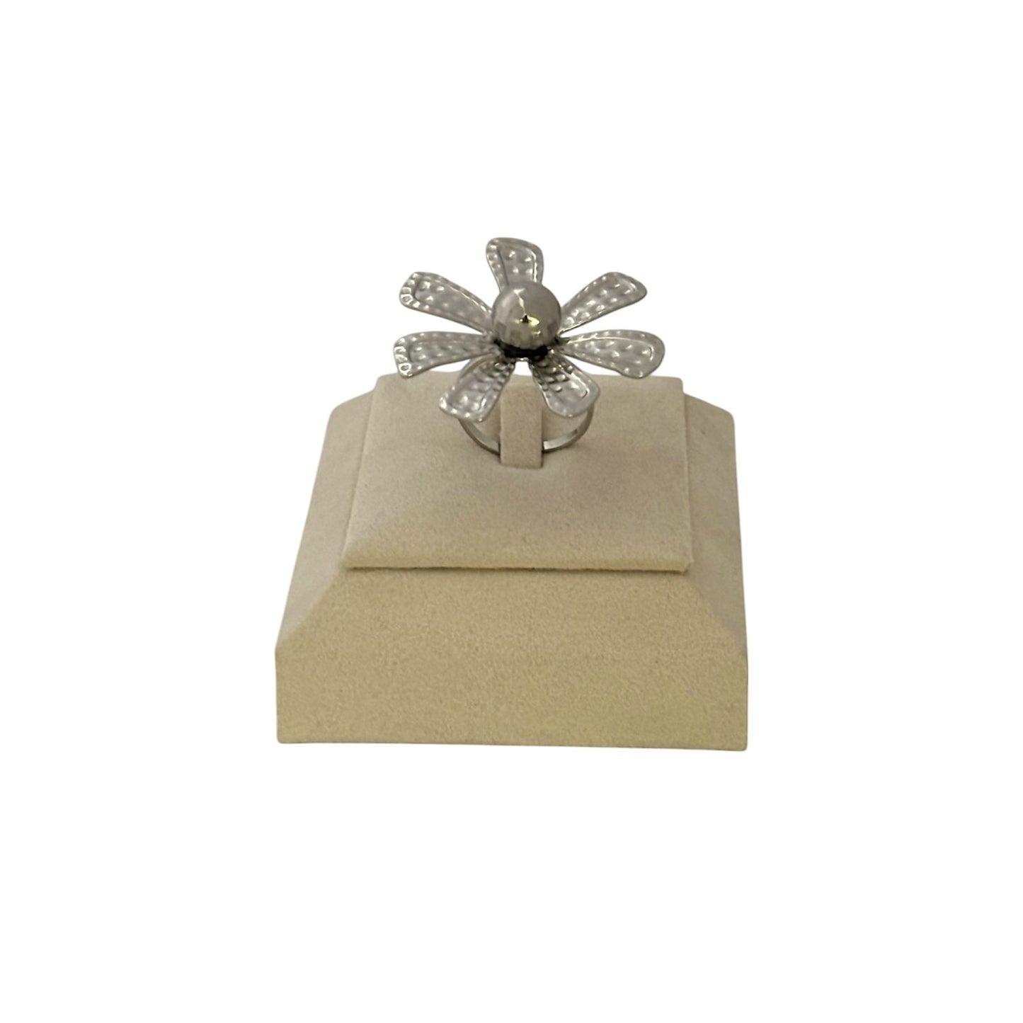 Anillo Floral Plateado