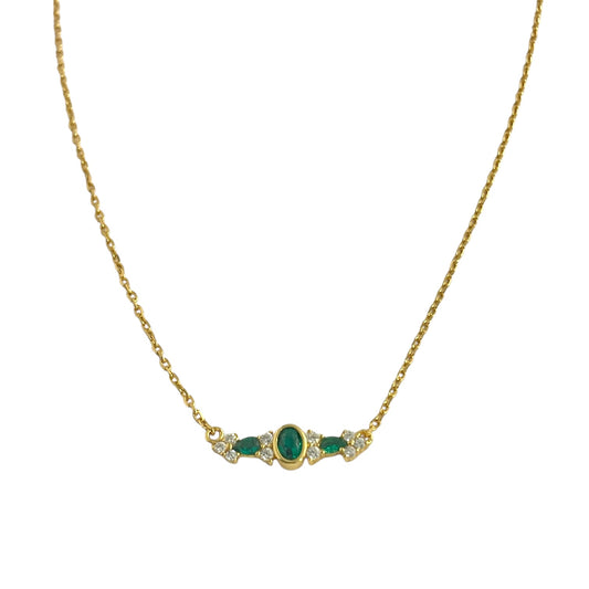 Collar Esmeralda Plata de Ley 925 Baño en Oro 18K