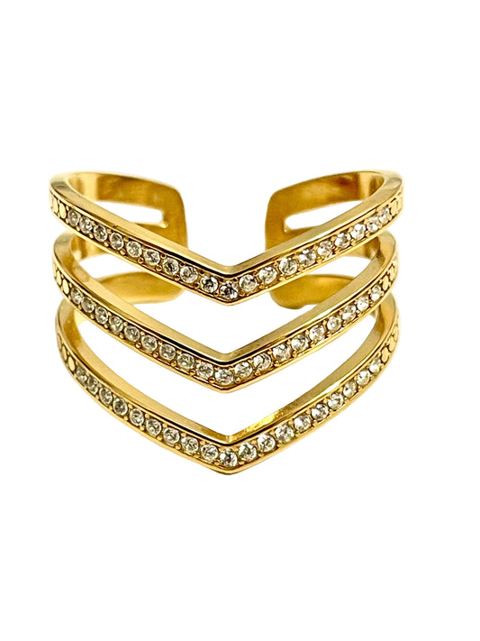 Anillo triple brillo