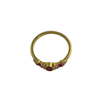 Anillo Rubí Plata de Ley 925 Baño en Oro 18K