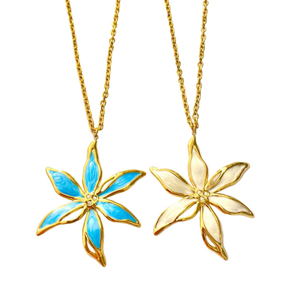 Collar flor esmaltada de acero inoxidable