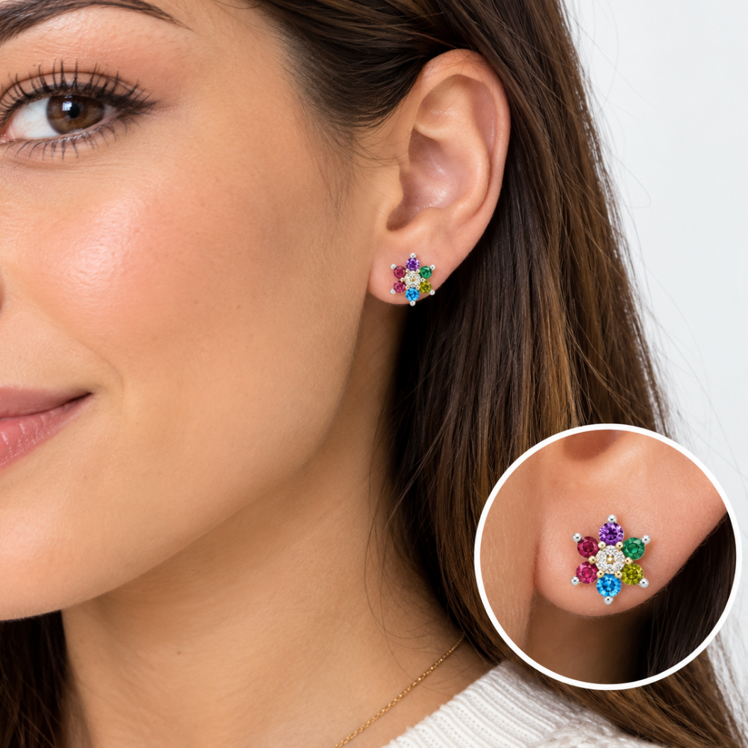 Pendientes Fiesta Floral Plata de Ley 925