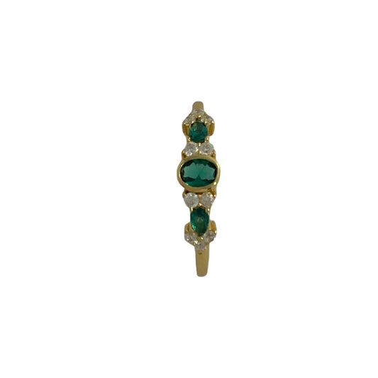 Anillo Esmeralda Plata de Ley 925 Baño en Oro 18K