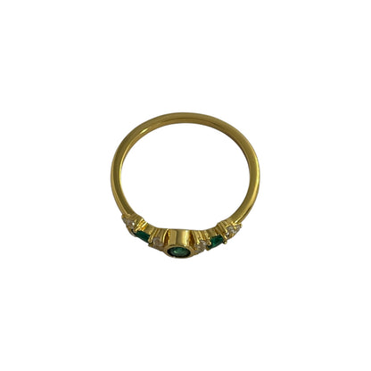 Anillo Esmeralda Plata de Ley 925 Baño en Oro 18K