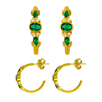 Colección Esmeralda Plata de Ley 925 Baño en Oro