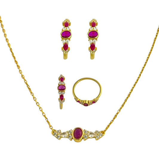 Colección Rubí Plata de Ley Baño en Oro 18K