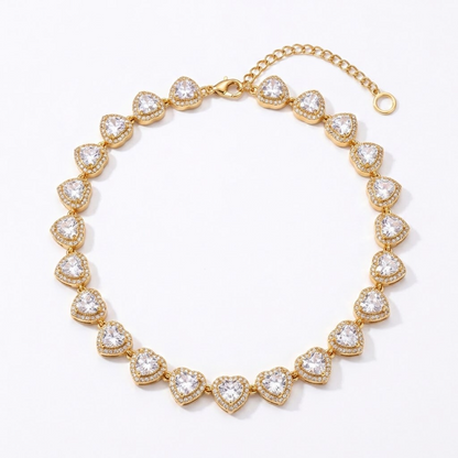 Collar corazones de cristal en acero inoxidable 316