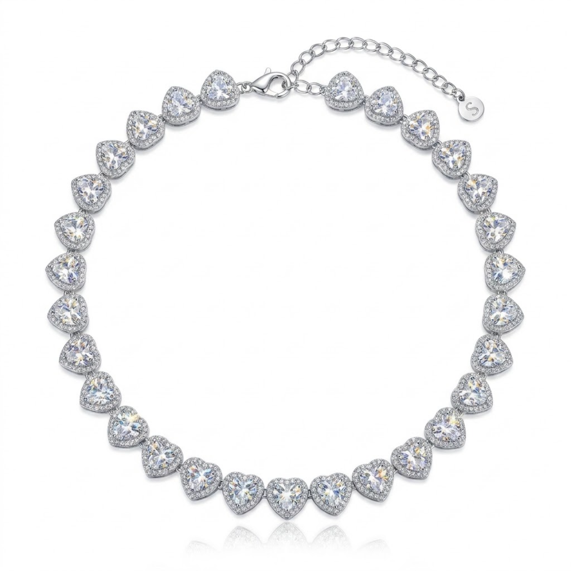 Collar corazones de cristal en acero inoxidable 316