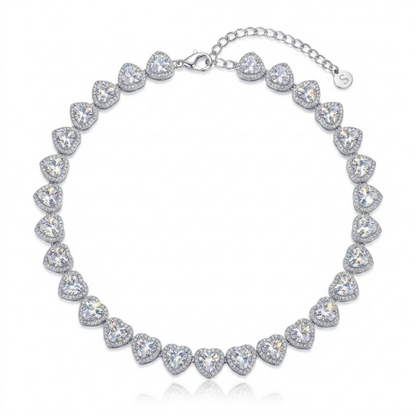 Collar corazones de cristal en acero inoxidable 316