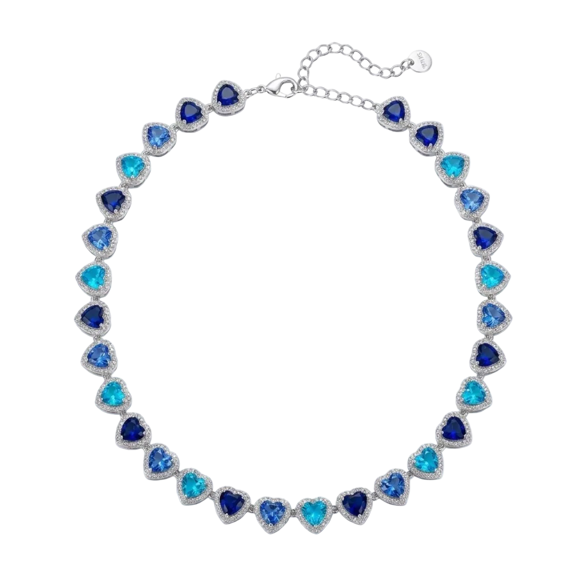 Collar corazones de cristal en acero inoxidable 316