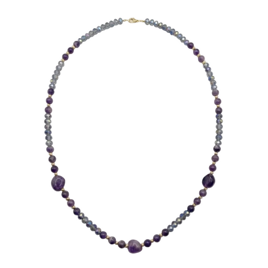 Collar resplandor de Amatista, piedras naturales