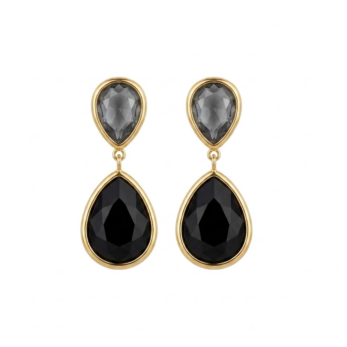 Pendientes  gotas  de cristal en Acero Inoxidable