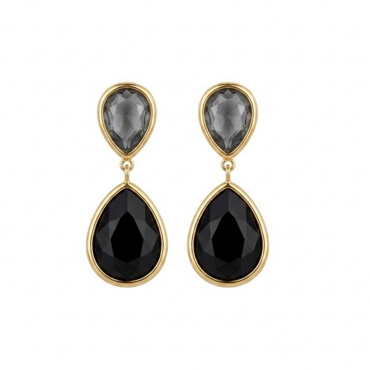 Pendientes  gotas  de cristal en Acero Inoxidable