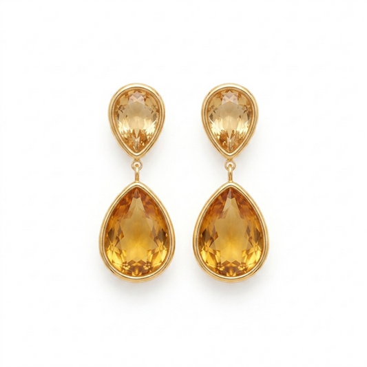 Pendientes  gotas  de cristal en Acero Inoxidable