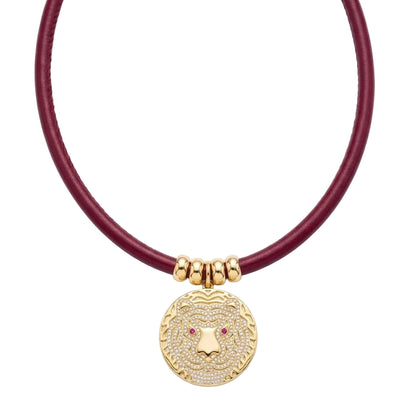 Collar  tiger burdeos