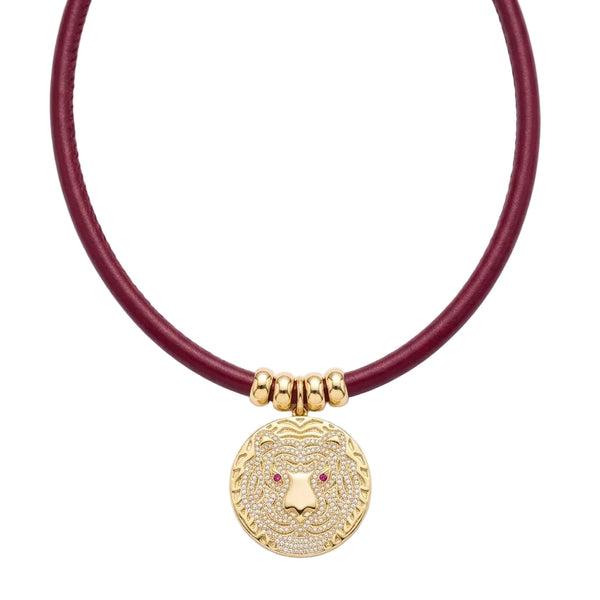 Collar  tiger burdeos