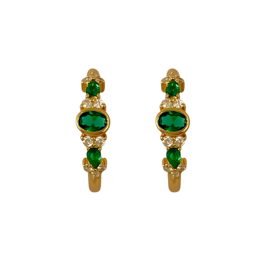 Pendientes Esmeralda Plata de Ley 925 Baño en Oro 18K
