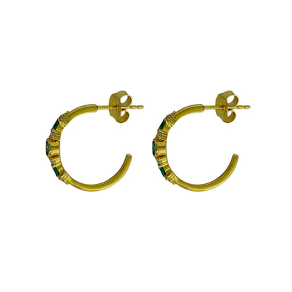 Pendientes Esmeralda Plata de Ley 925 Baño en Oro 18K