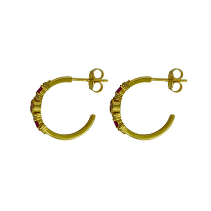 Pendientes Rubí Plata de Ley 925 Baño en Oro 18K