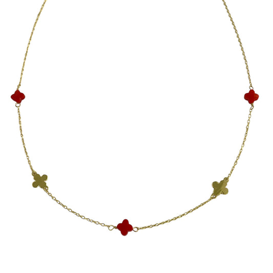 Collar Flower Coral Plata de Ley 925 Baño en Oro 18K