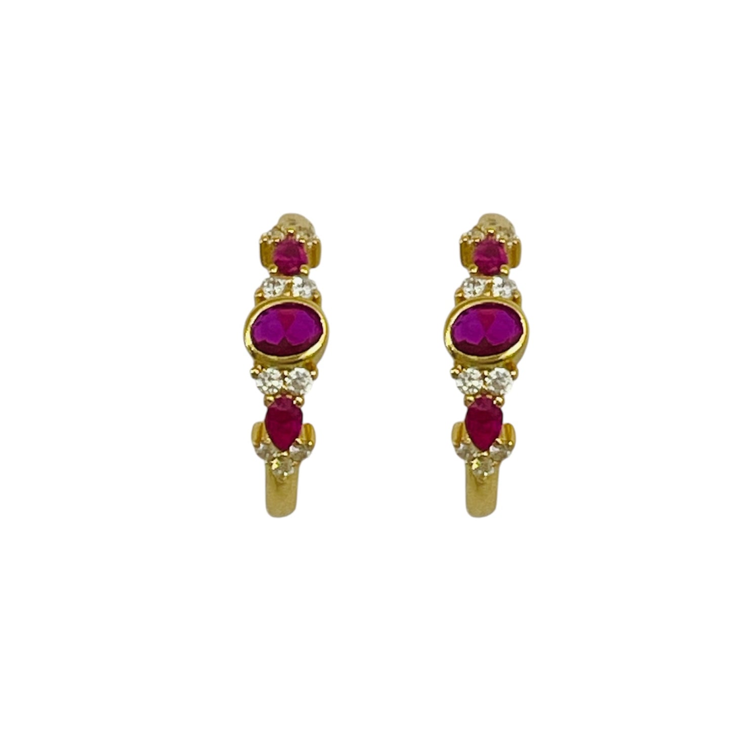 Pendientes Rubí Plata de Ley 925 Baño en Oro 18K